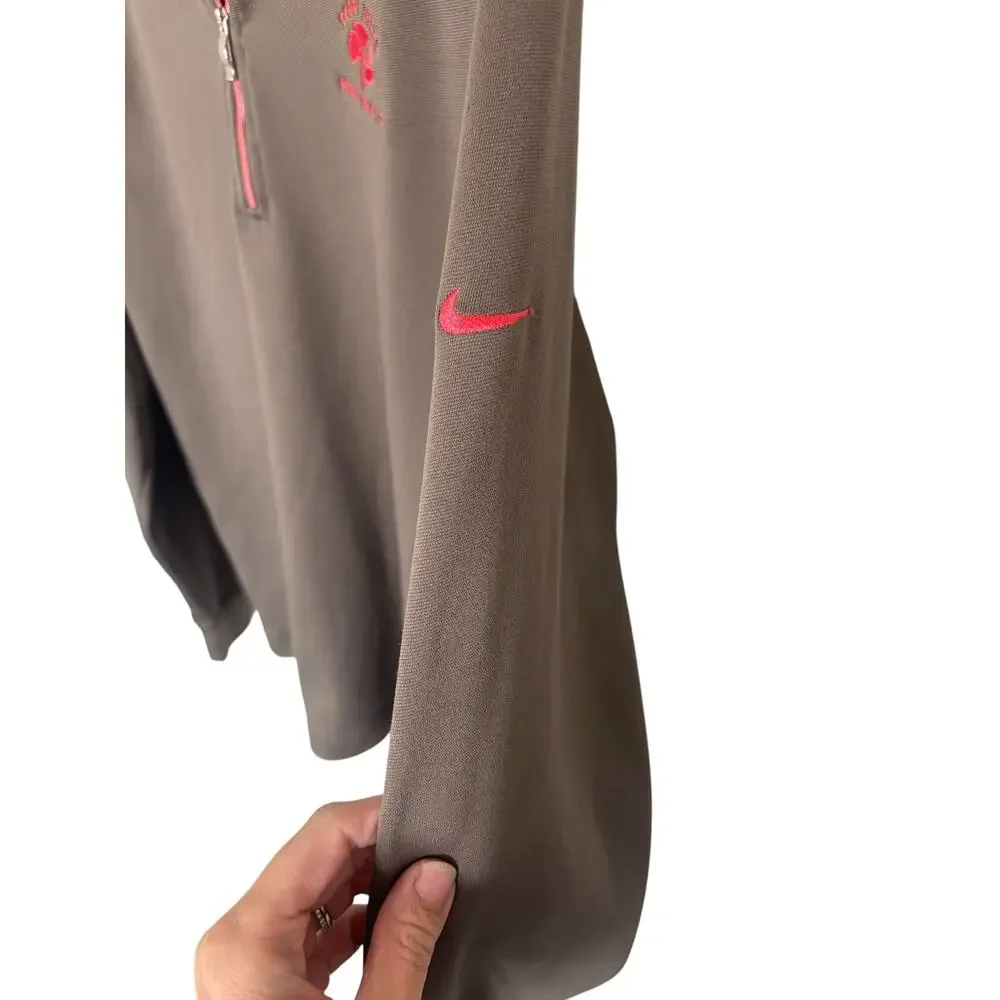 Nike Golf Dri-FIT 1/4 Zip Pullover Large Poppy‎ Hills Pebble Beach Taupe